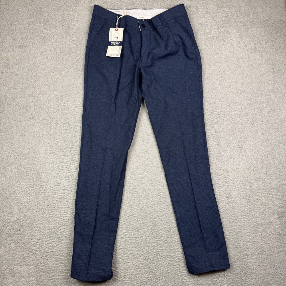 Spykar Original Mens Dark Blue Textured‎ Slim Fit Dress Pants Size 32